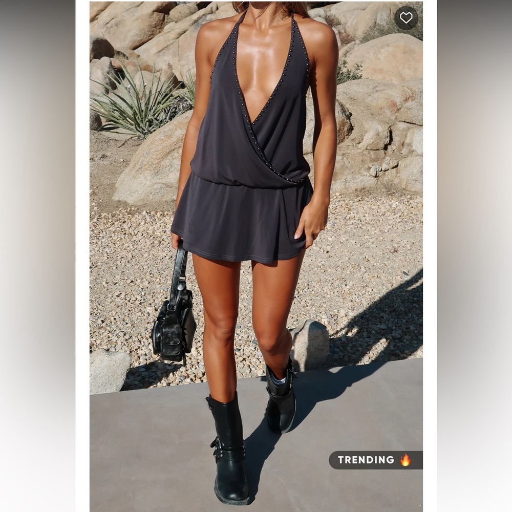White Fox Boutique Black Halter Mini Dress